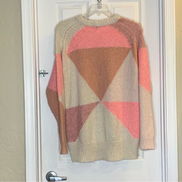 J Crew Slouchy Color Block Tunic Sweater Size Large - Picture 2 of 9
